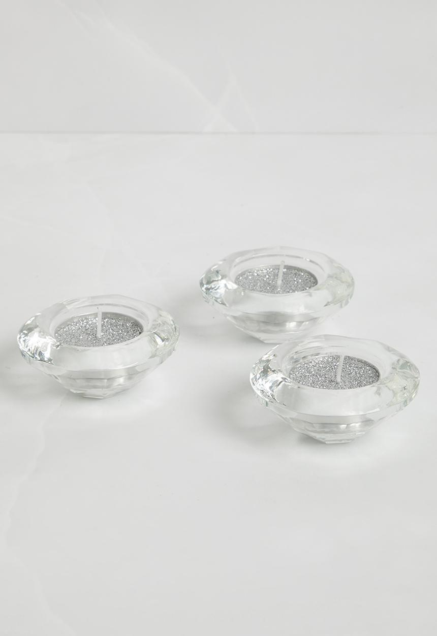 H&S - Glitter tealight set of 8 - silver