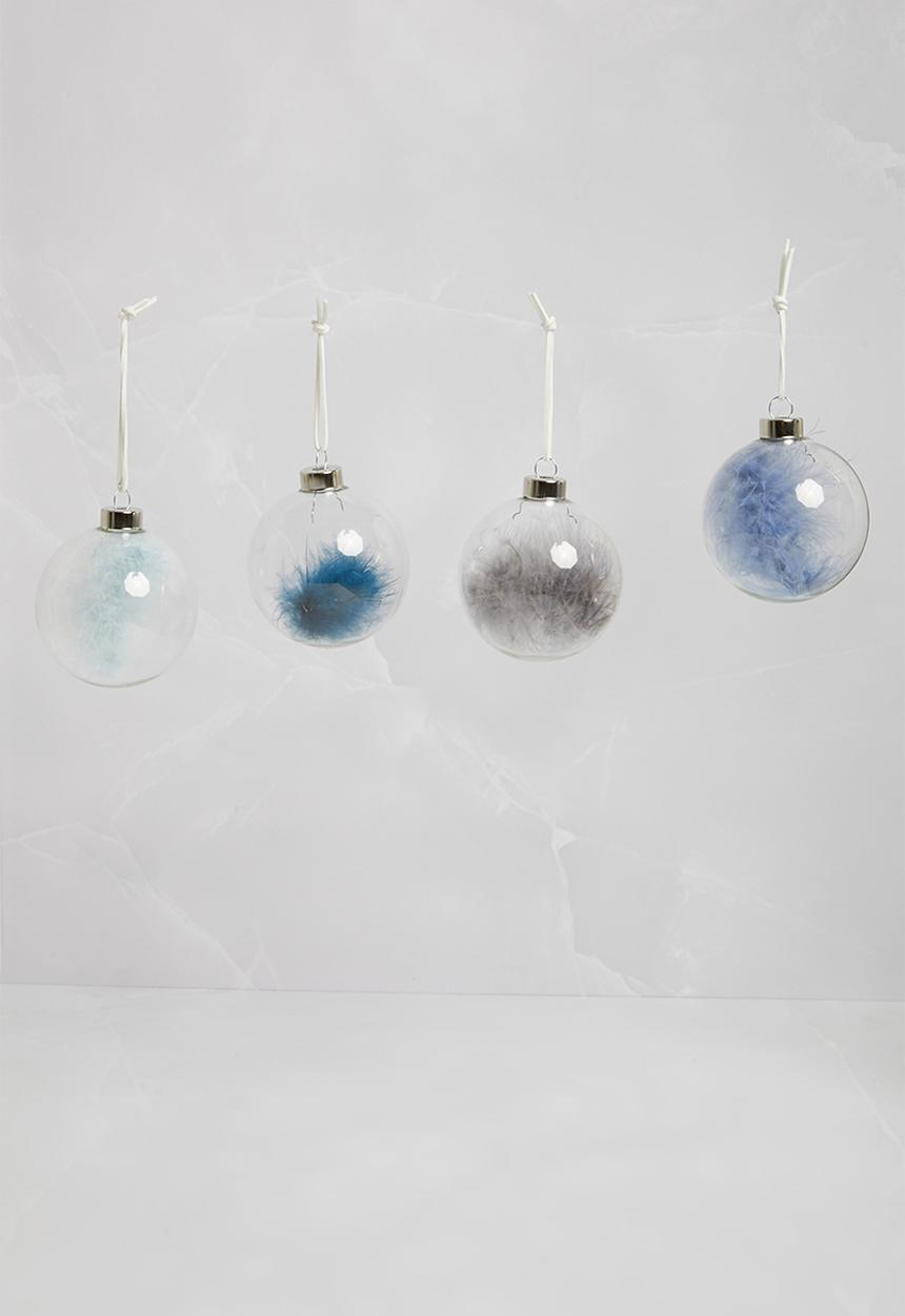 H&S - Feather Christmas baubles set of 4 - multi