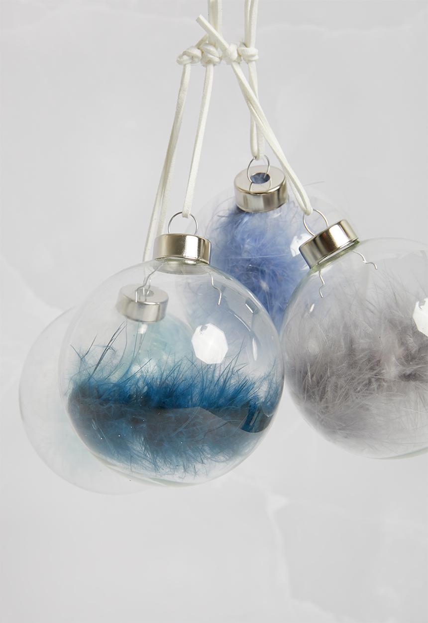 H&S - Feather Christmas baubles set of 4 - multi