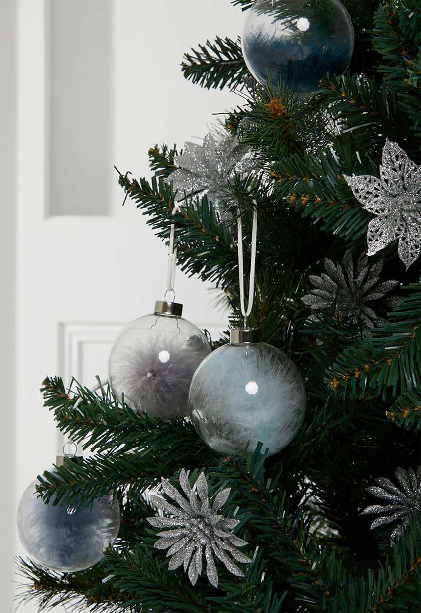 H&S - Feather Christmas baubles set of 4 - multi