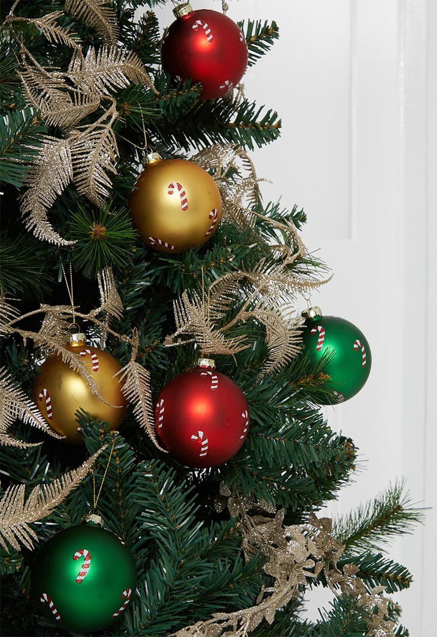 H&S - Candy cane xmas bauble set of 6 - multi