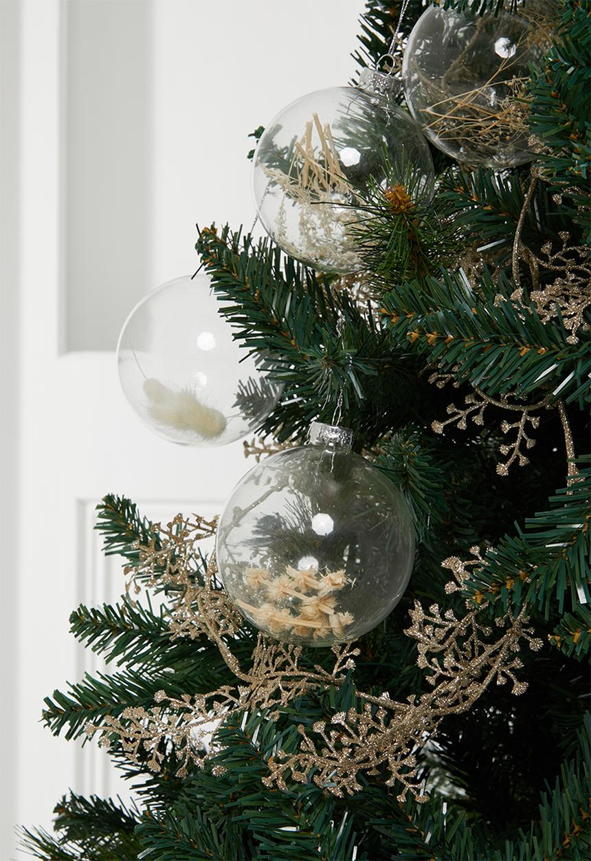 H&S - Christmas branch baubles set of 4 - clear