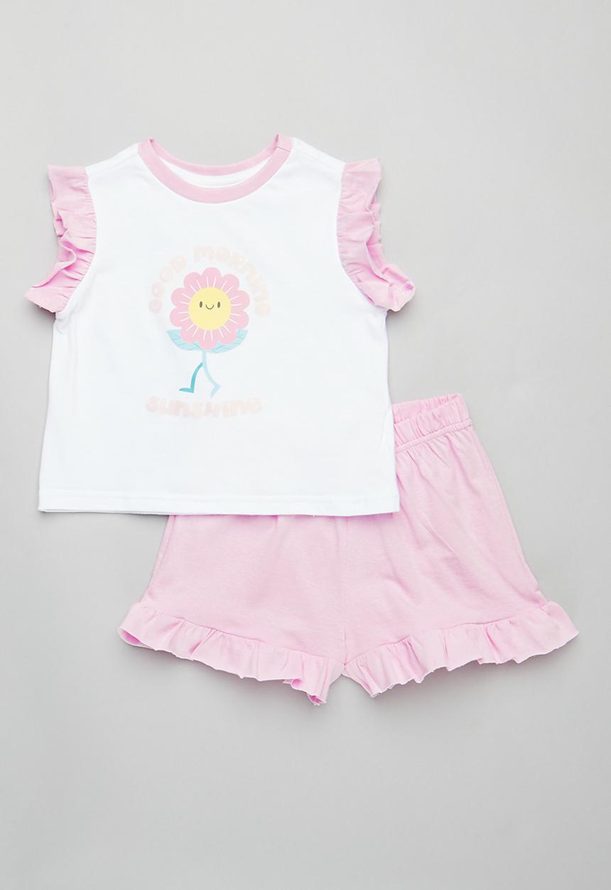 Pop Candy - Printed pj set - white & pink