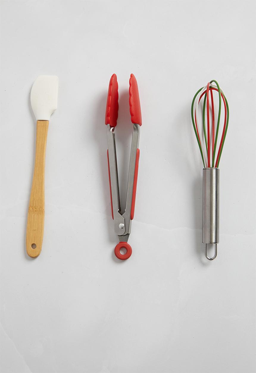 Excellent Houseware - Festive kitchen tool set of 3 - red