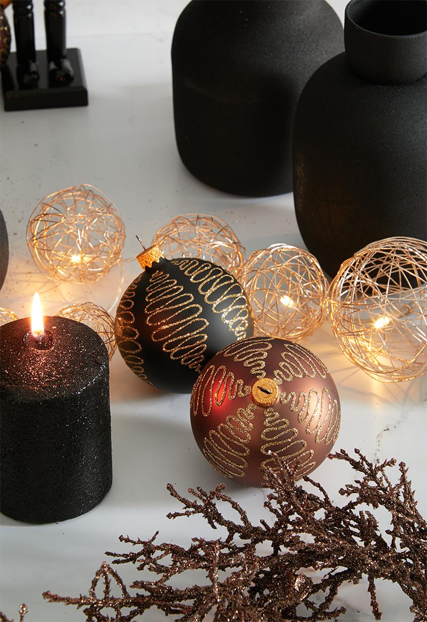 H&S - Handblown swirl xmas bauble set of 4 - multi