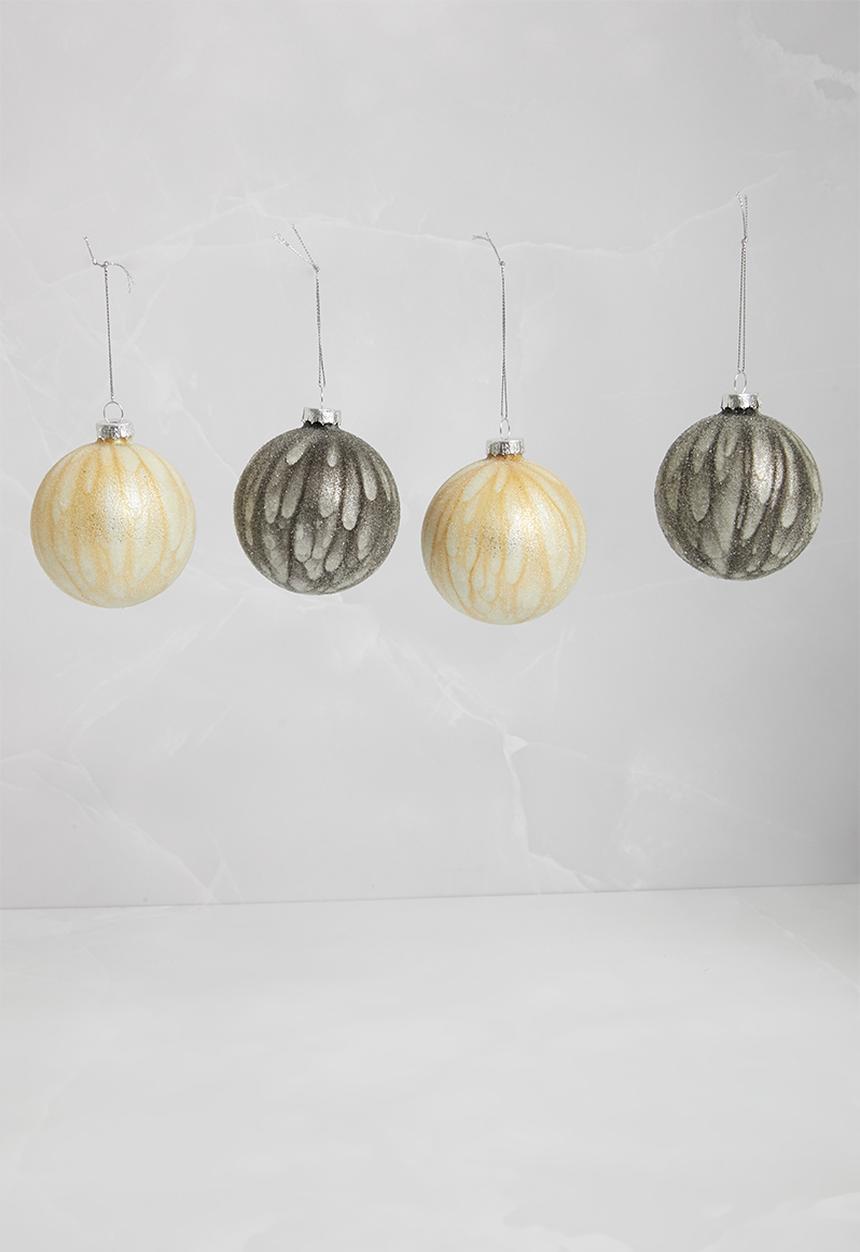 H&S - Flowing xmas tree bauble set of 4 - multi