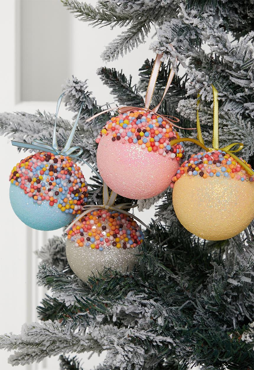 H&S - Confetti xmas tree bauble set of 4 - multi