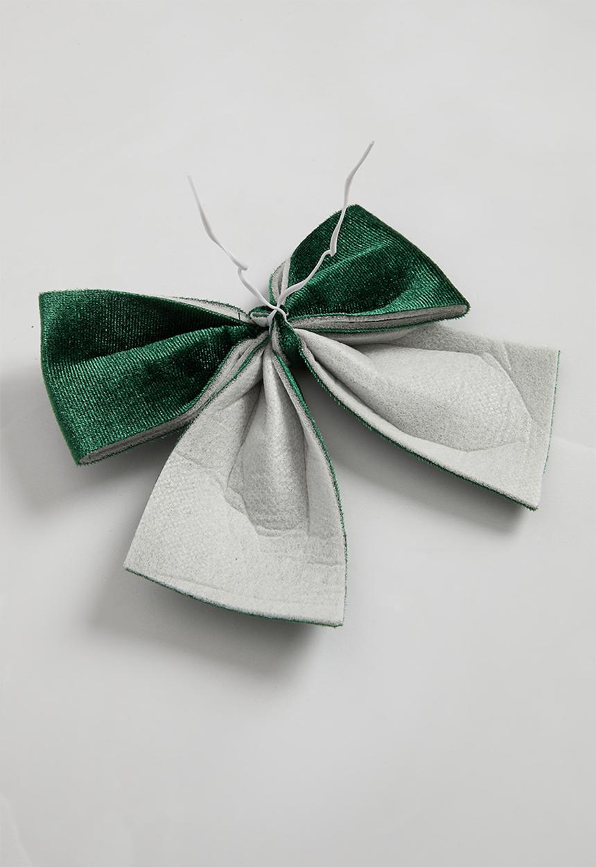 H&S - Velvet xmas tree bow set of 2 - green