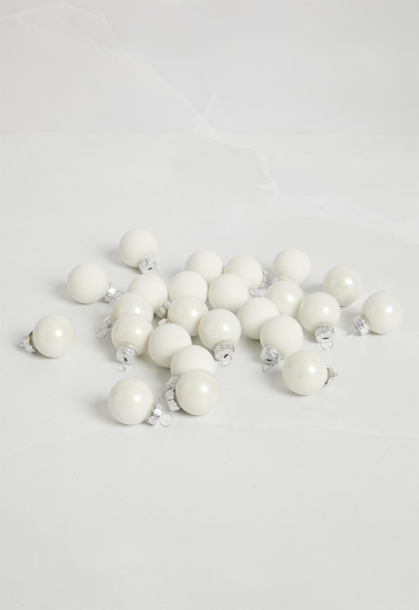 H&S - Glass Christmas baubles 24 pcs - white