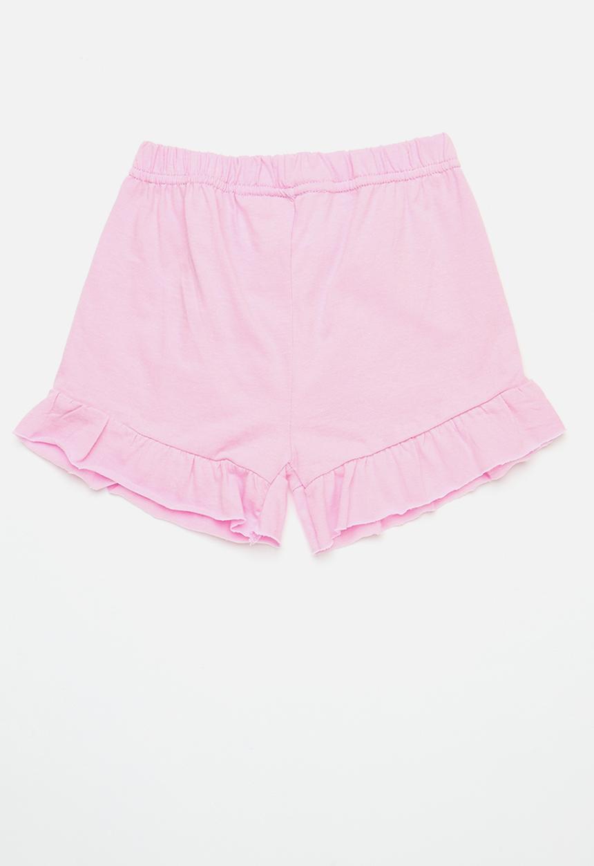Pop Candy - 2 Pack frill short - dusty pink & light yellow