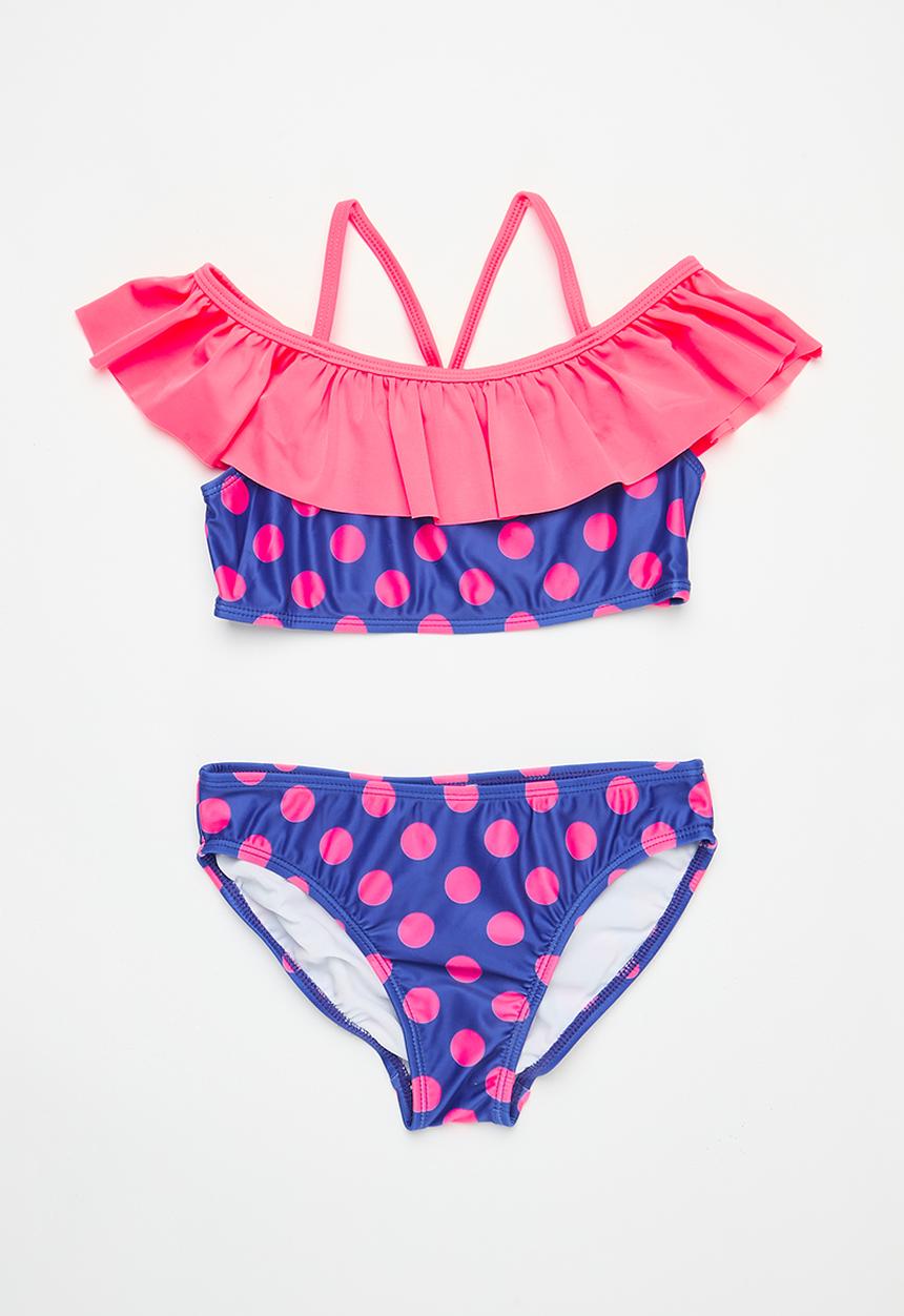 Pop Candy - Ruffled bikini set - pink and blue