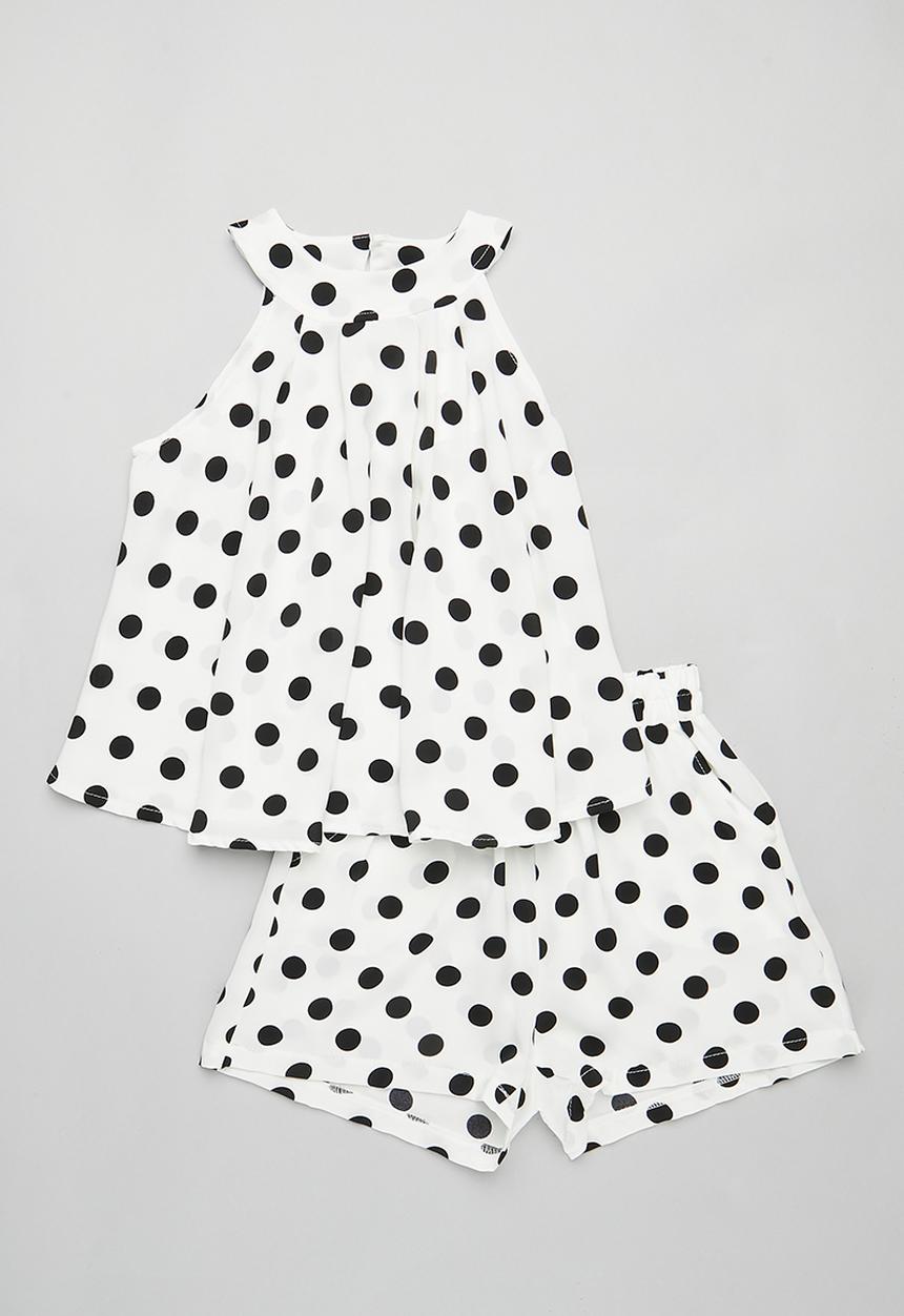Pop Candy - Halter neck top & short set - black and white