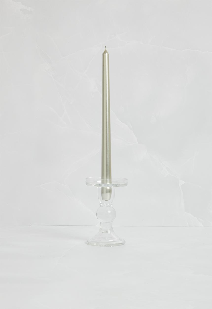 H&S - Glam glass pillar candle holder - clear
