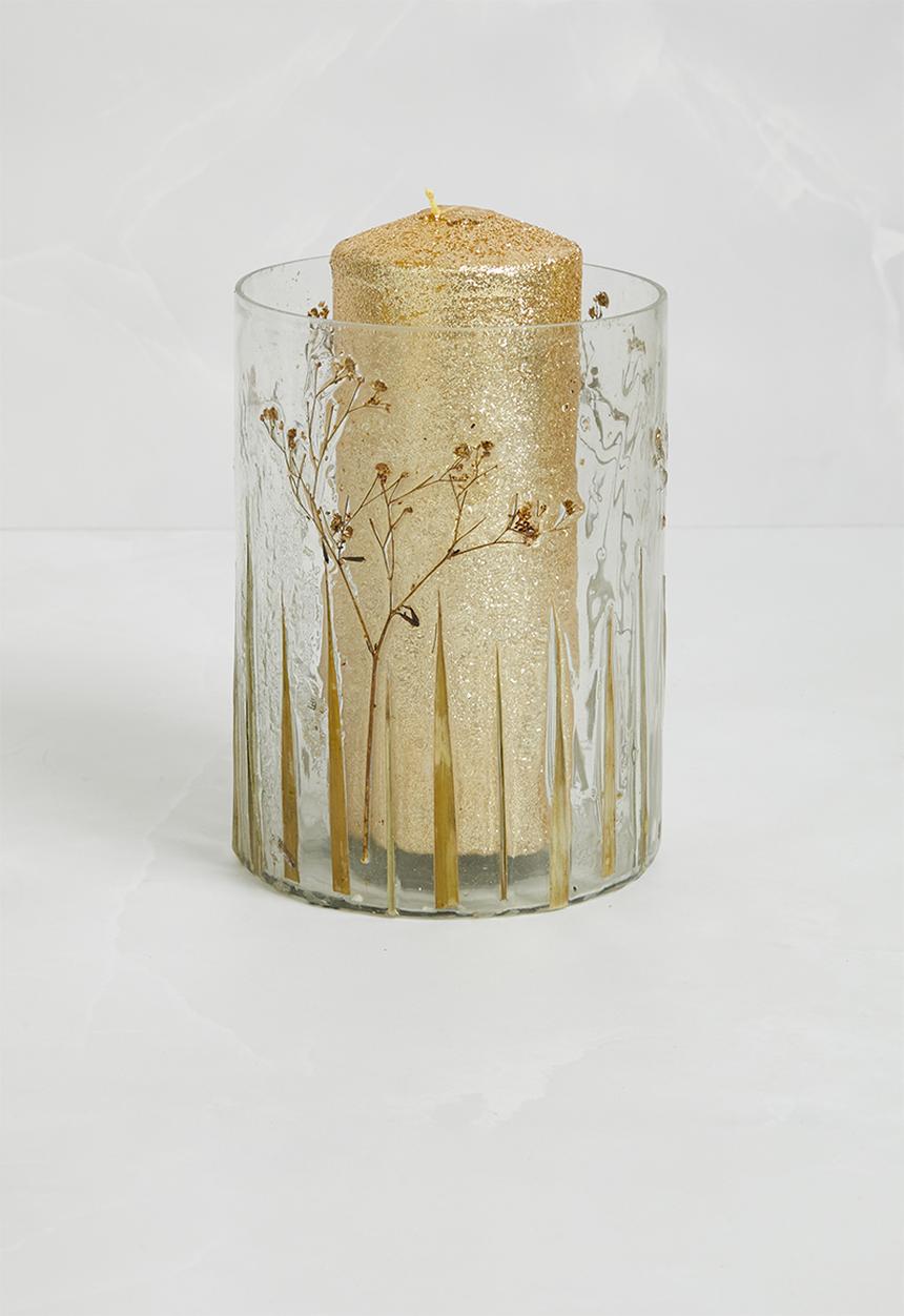 H&S - Pressed leaf tealight holder - clear