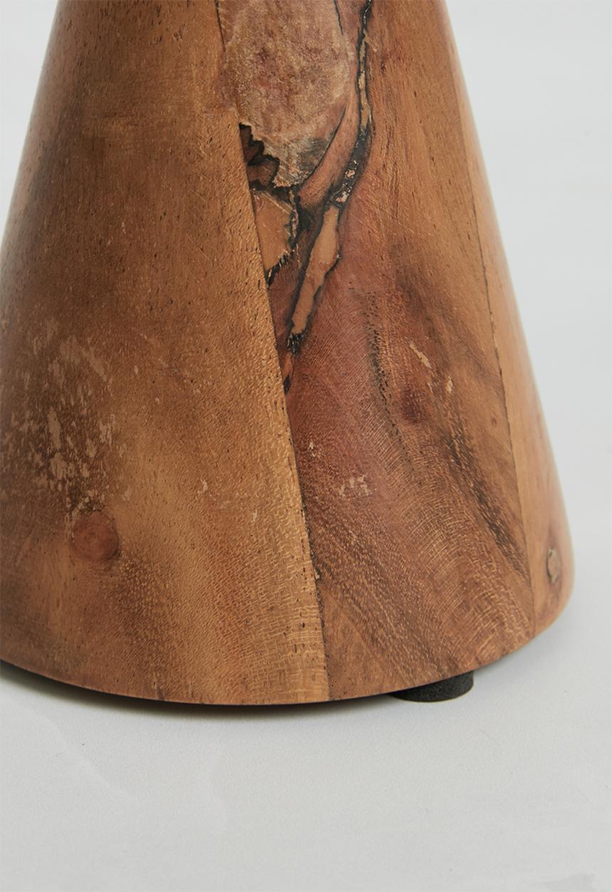 H&S - Acacia wood pillar candle holder - brown