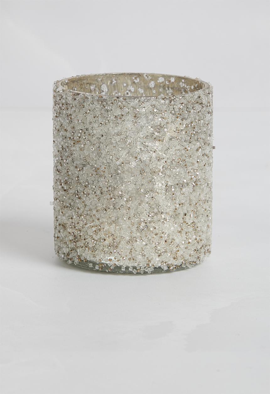H&S - Beaded tealight holder set of 3 - silver
