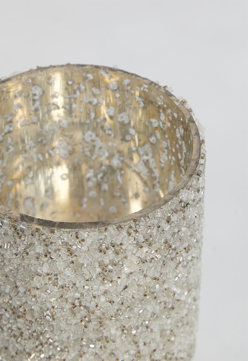H&S - Beaded tealight holder set of 3 - silver