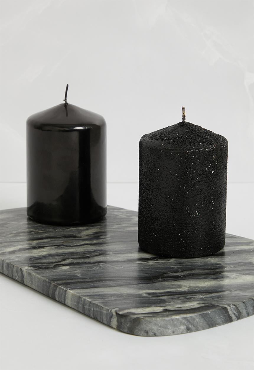 H&S - Votive candle - black glitter