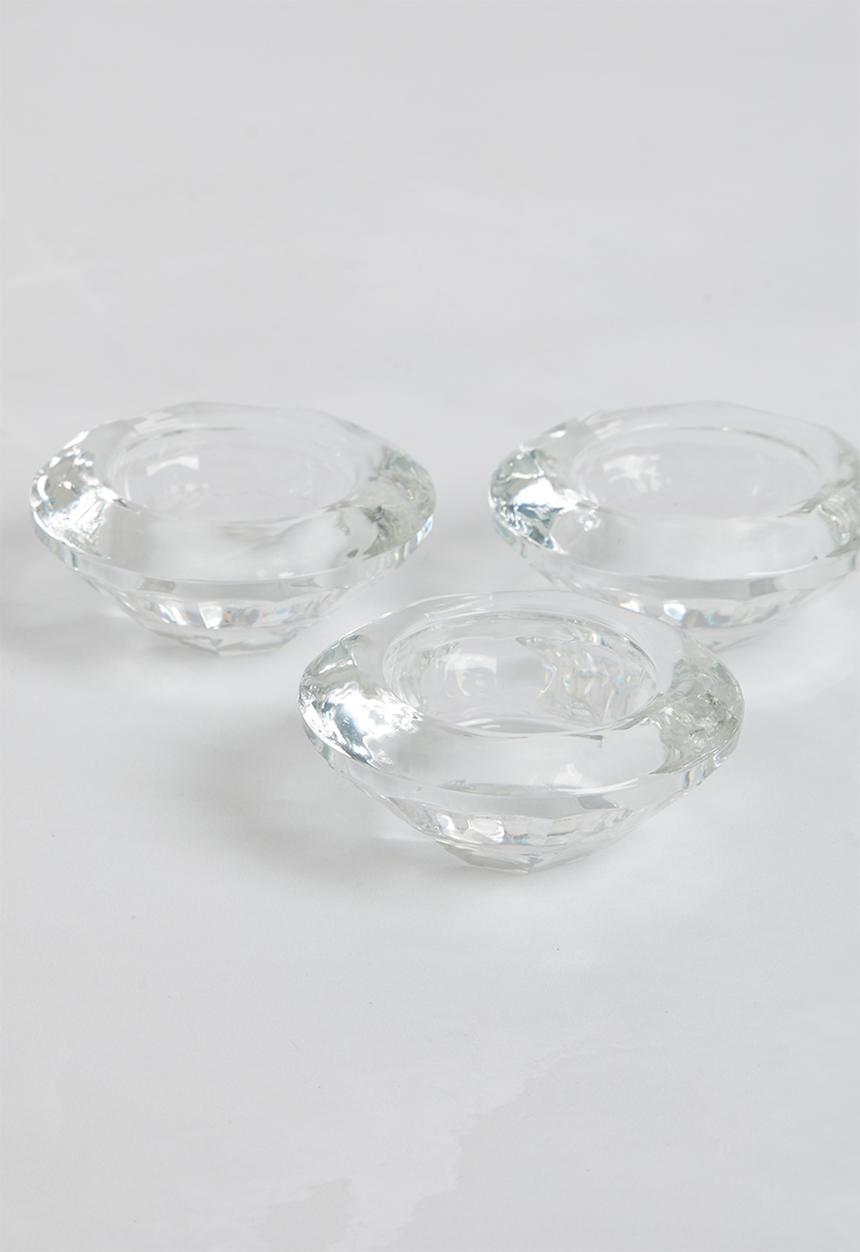 H&S - Clear tealight holder set of 3 - clear