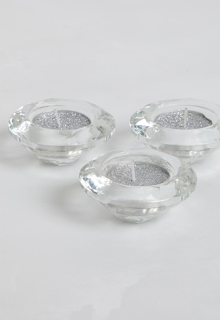 H&S - Clear tealight holder set of 3 - clear