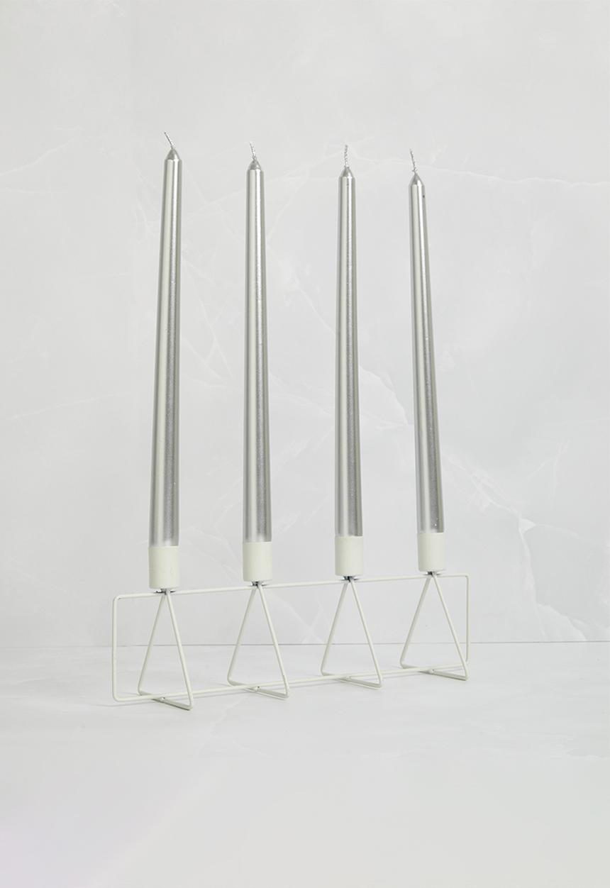 H&S - Dinner candle set of 4 - silver