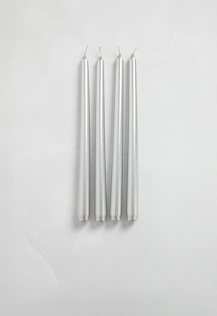 H&S - Dinner candle set of 4 - silver
