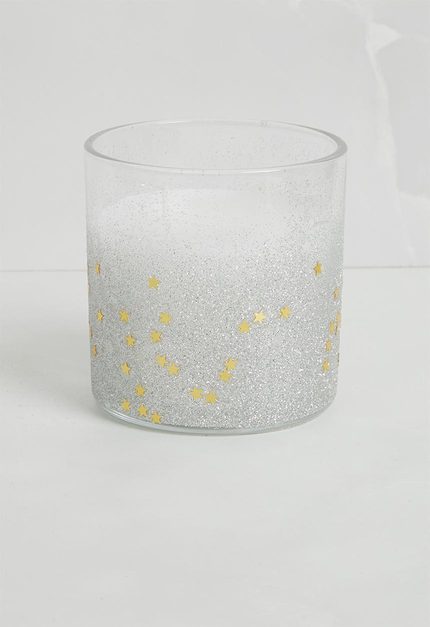 H&S - Deco candles - white with silver glitter