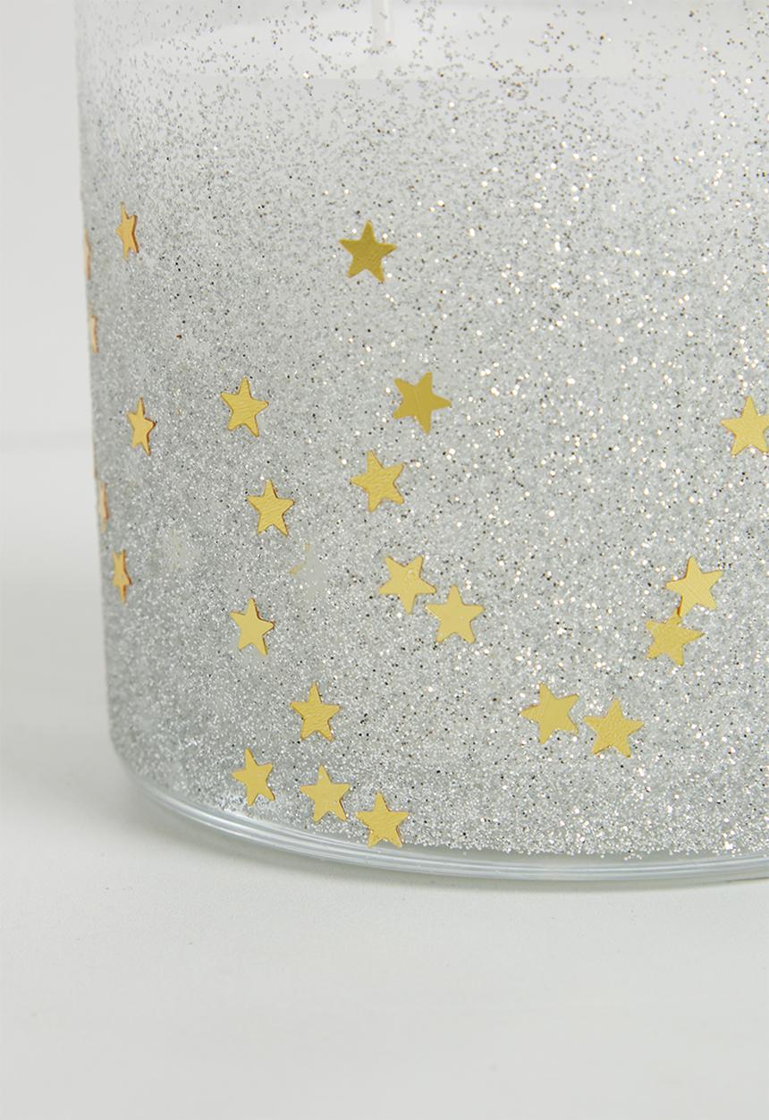 H&S - Deco candles - white with silver glitter