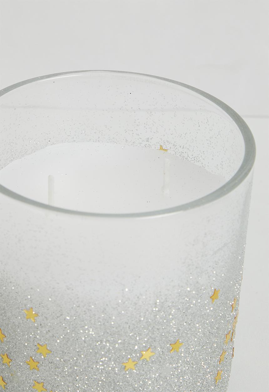 H&S - Deco candles - white with silver glitter