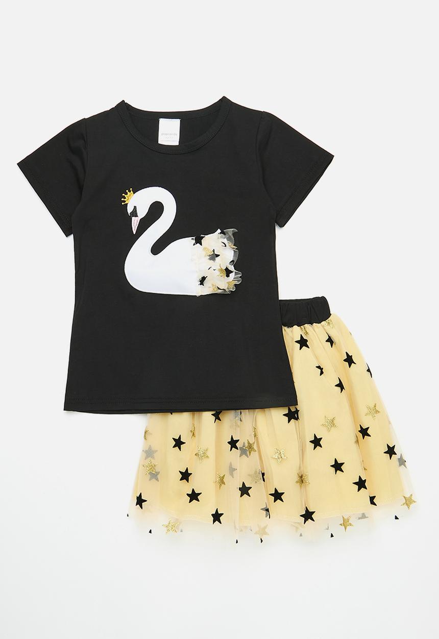 Pop Candy - Tshirt with mesh skirt set - black