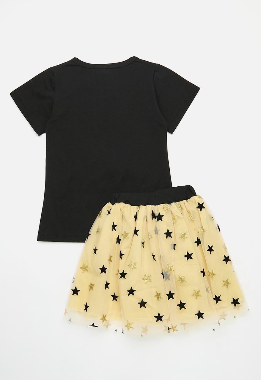 Pop Candy - Tshirt with mesh skirt set - black