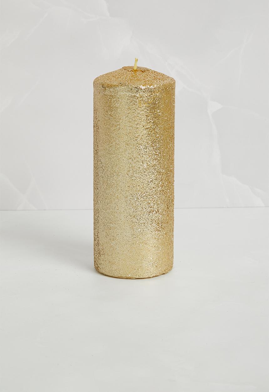 H&S - Pillar candles - gold glitter