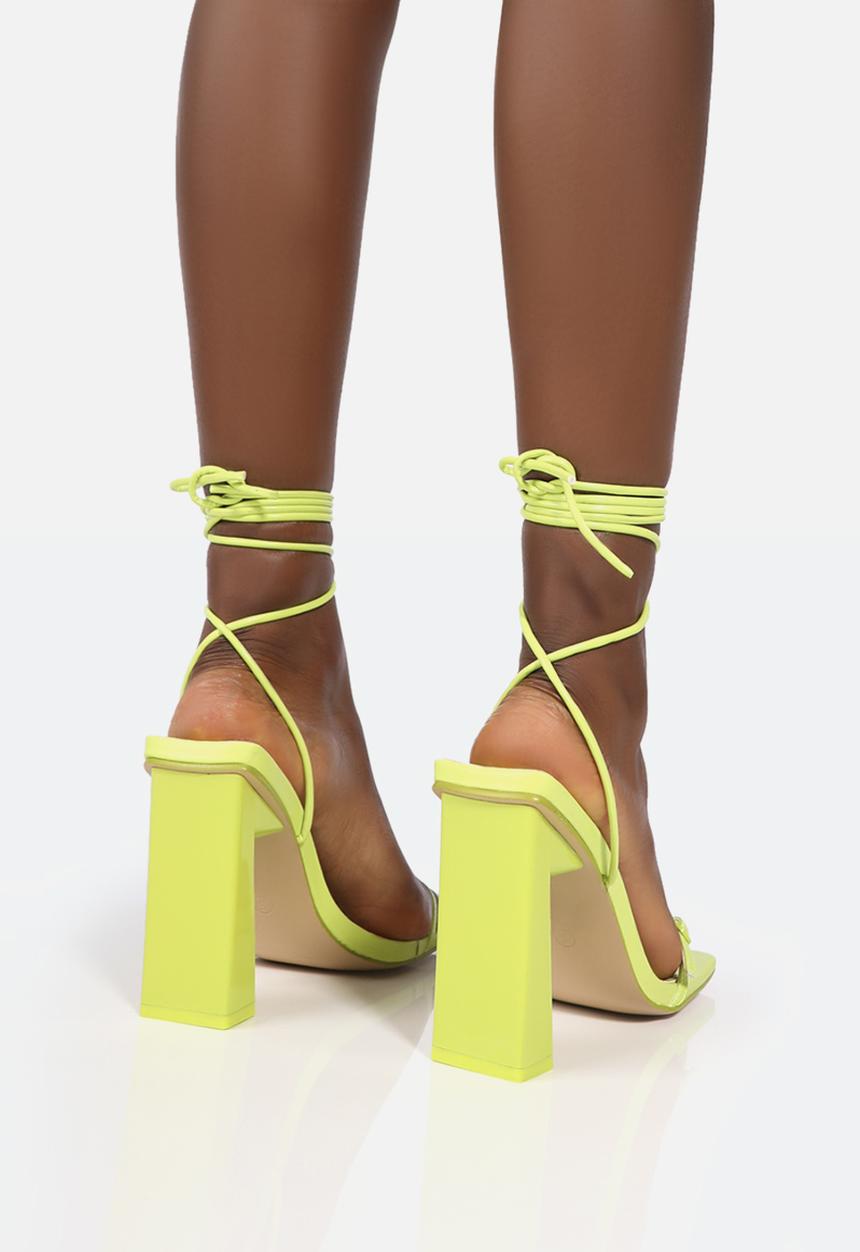 Public Desire - Cleo square toe strappy lace up - lime