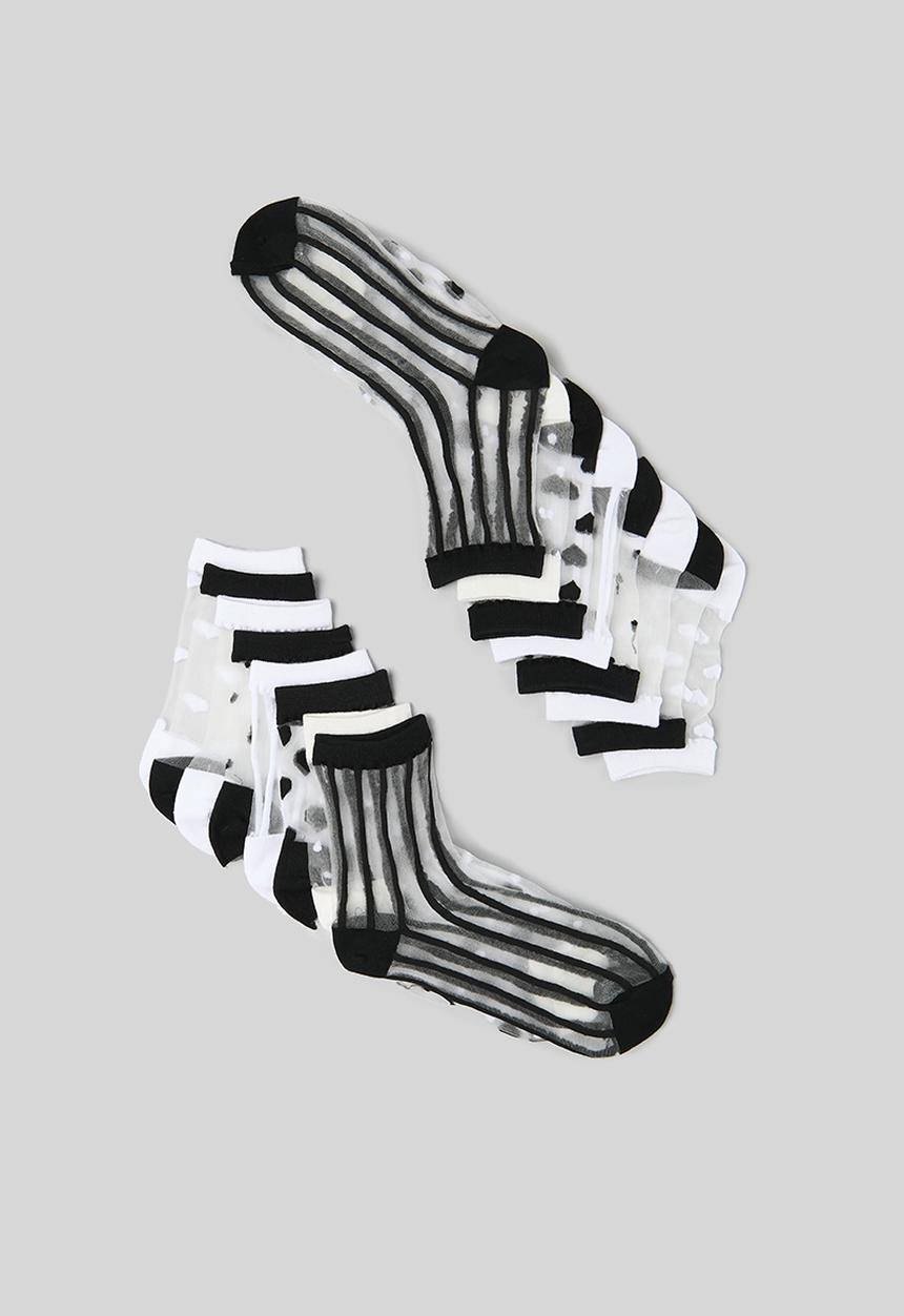 Tessa Design - Nautical 8 pack socks - black & white