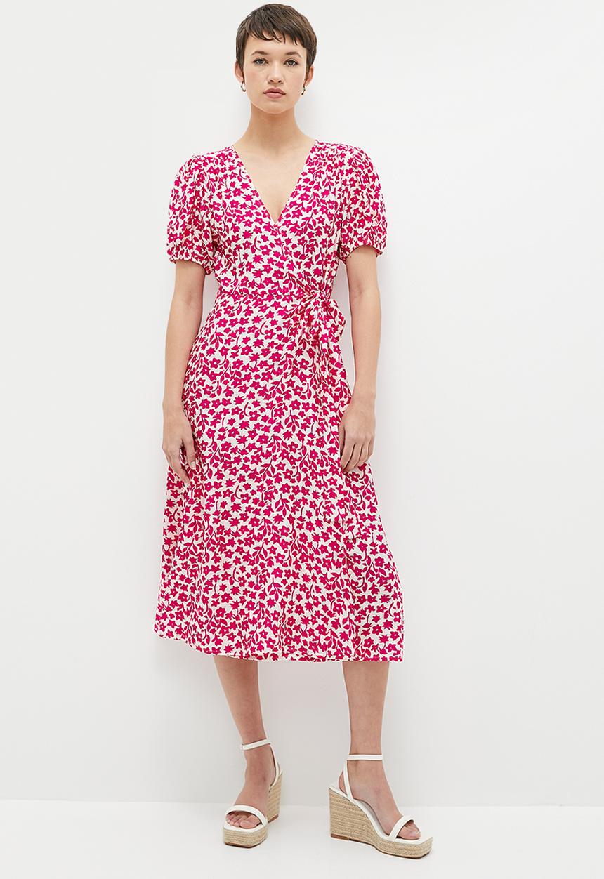 Me&B - The V Neck Wrap Dress - Pink Azalea