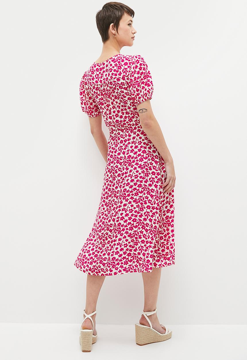 Me&B - The V Neck Wrap Dress - Pink Azalea