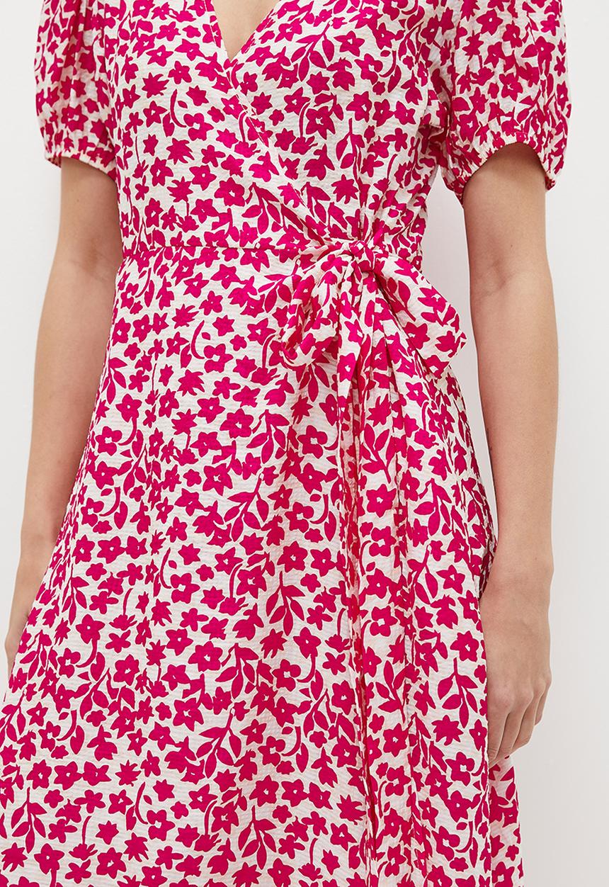 Me&B - The V Neck Wrap Dress - Pink Azalea