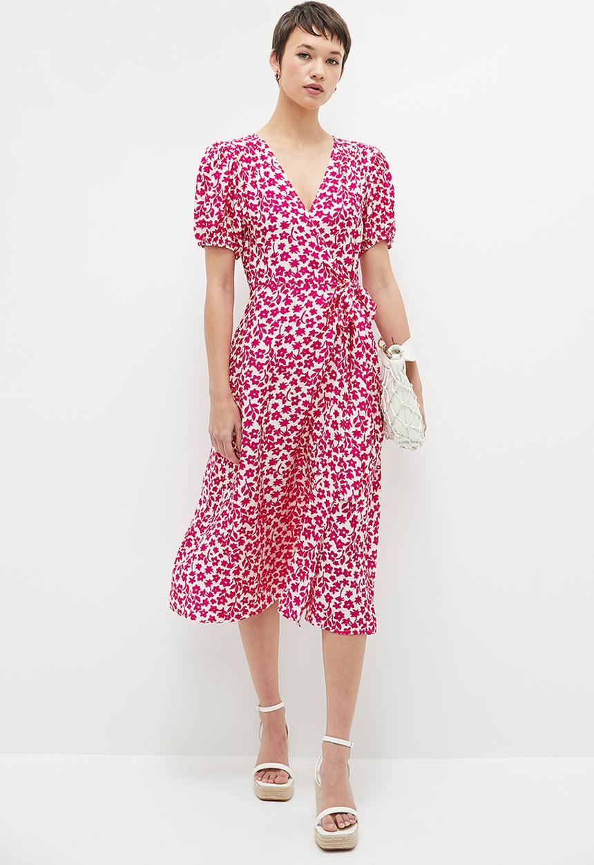 Me&B - The V Neck Wrap Dress - Pink Azalea