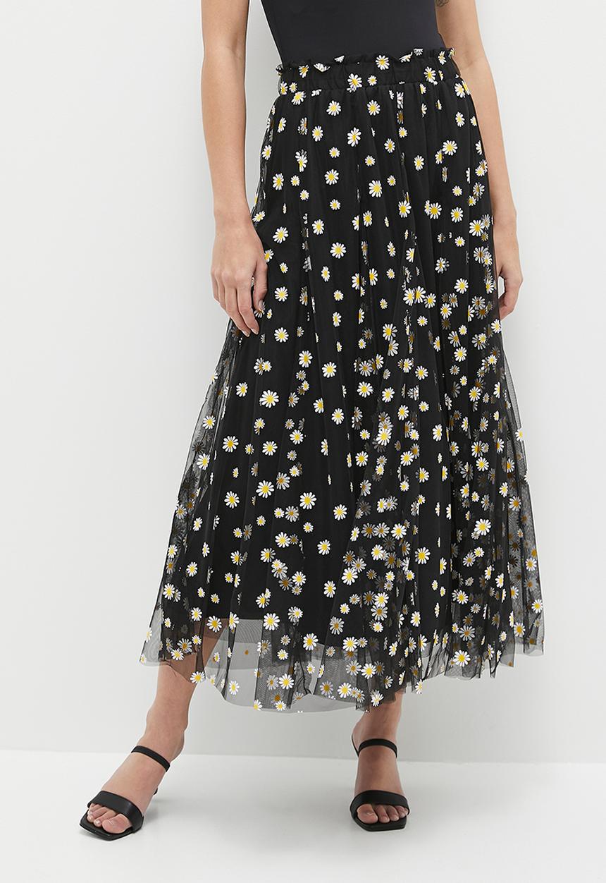 Me&B - The Tulle Daisy Skirt - Black Daisy