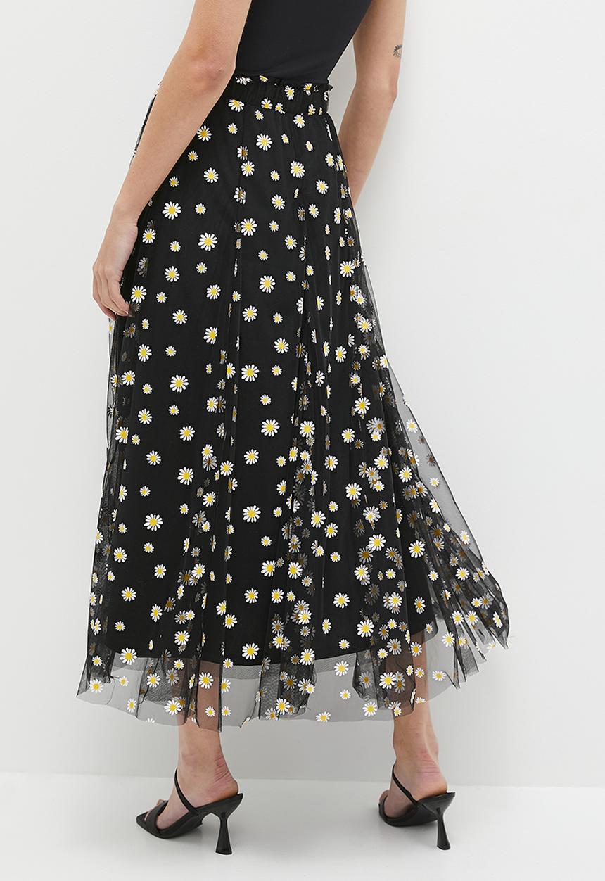 Me&B - The Tulle Daisy Skirt - Black Daisy
