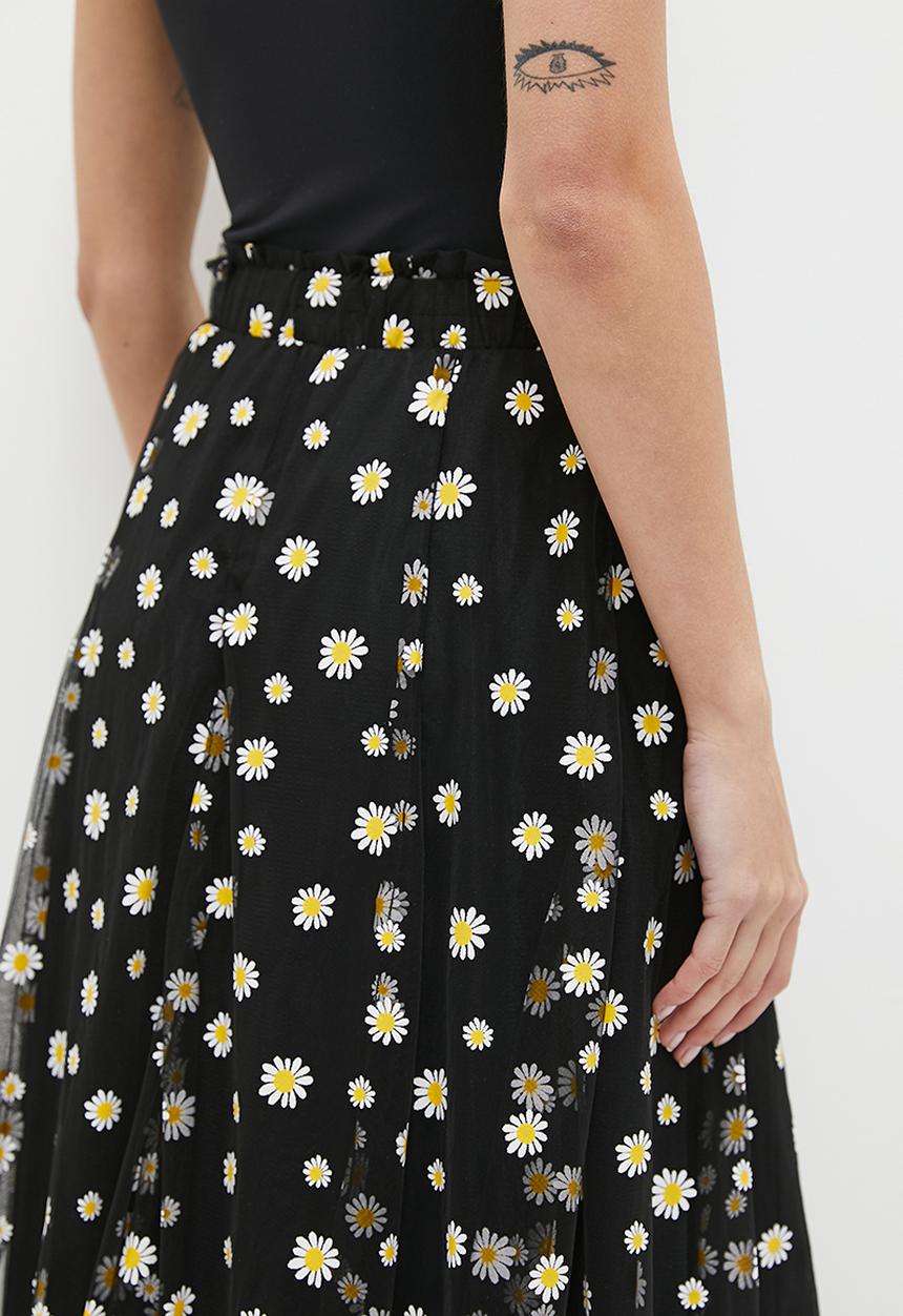 Me&B - The Tulle Daisy Skirt - Black Daisy