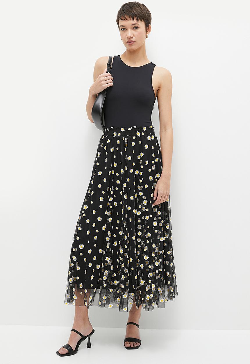 Me&B - The Tulle Daisy Skirt - Black Daisy