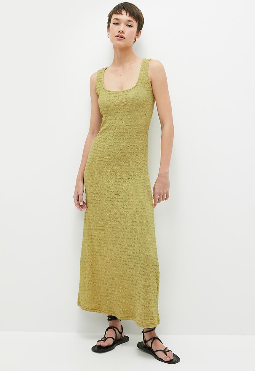 Me&B - Bubble knit stretch dress - olive