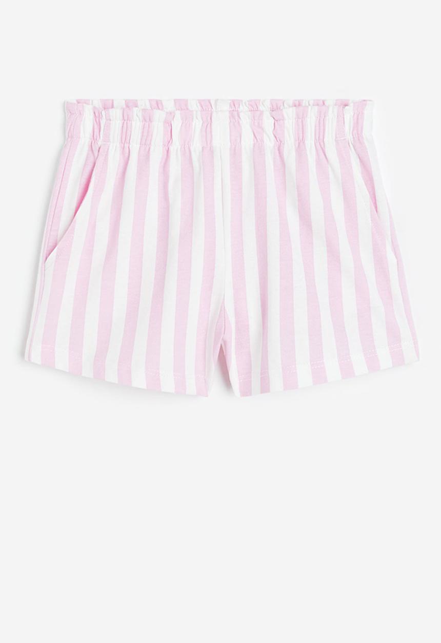 H&M - Patterned paper bag shorts - light pink striped