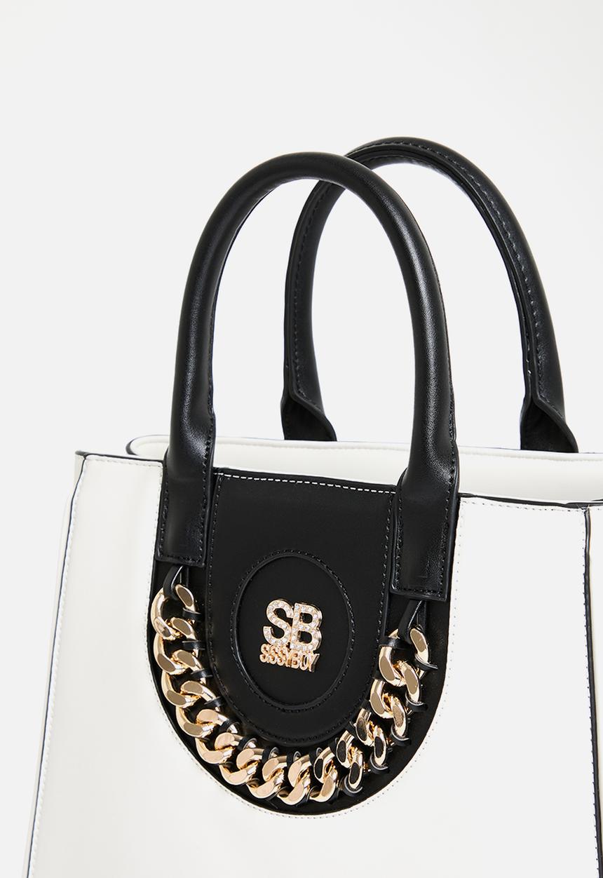 SISSY BOY - Chain tote bag - white & black