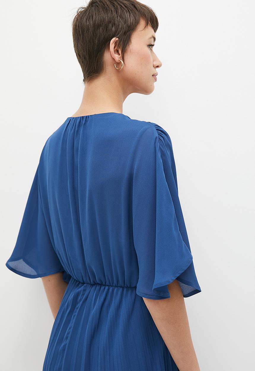 edit - Pleated fit & flare dress - blue