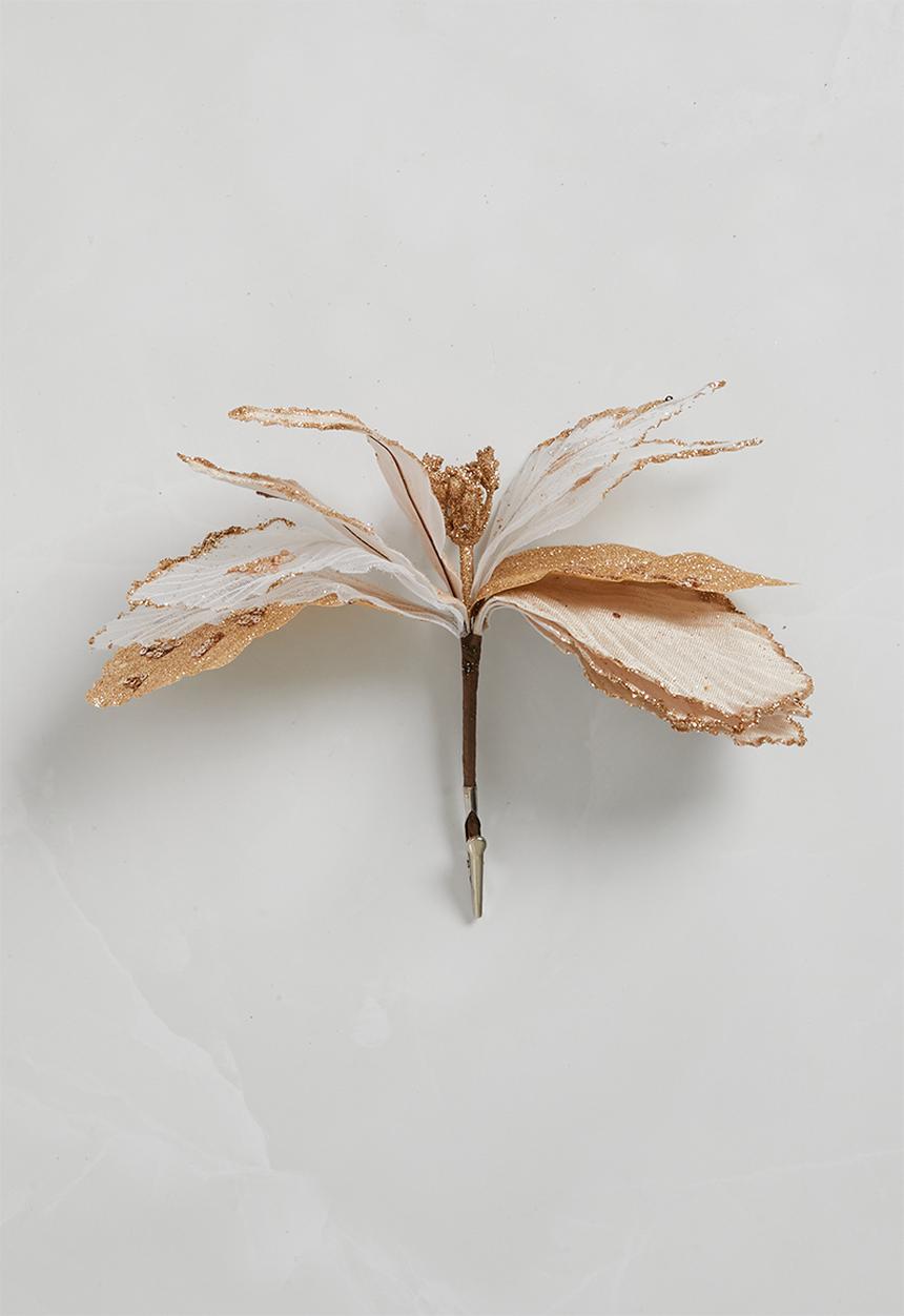 H&S - Velvet flower clip - white