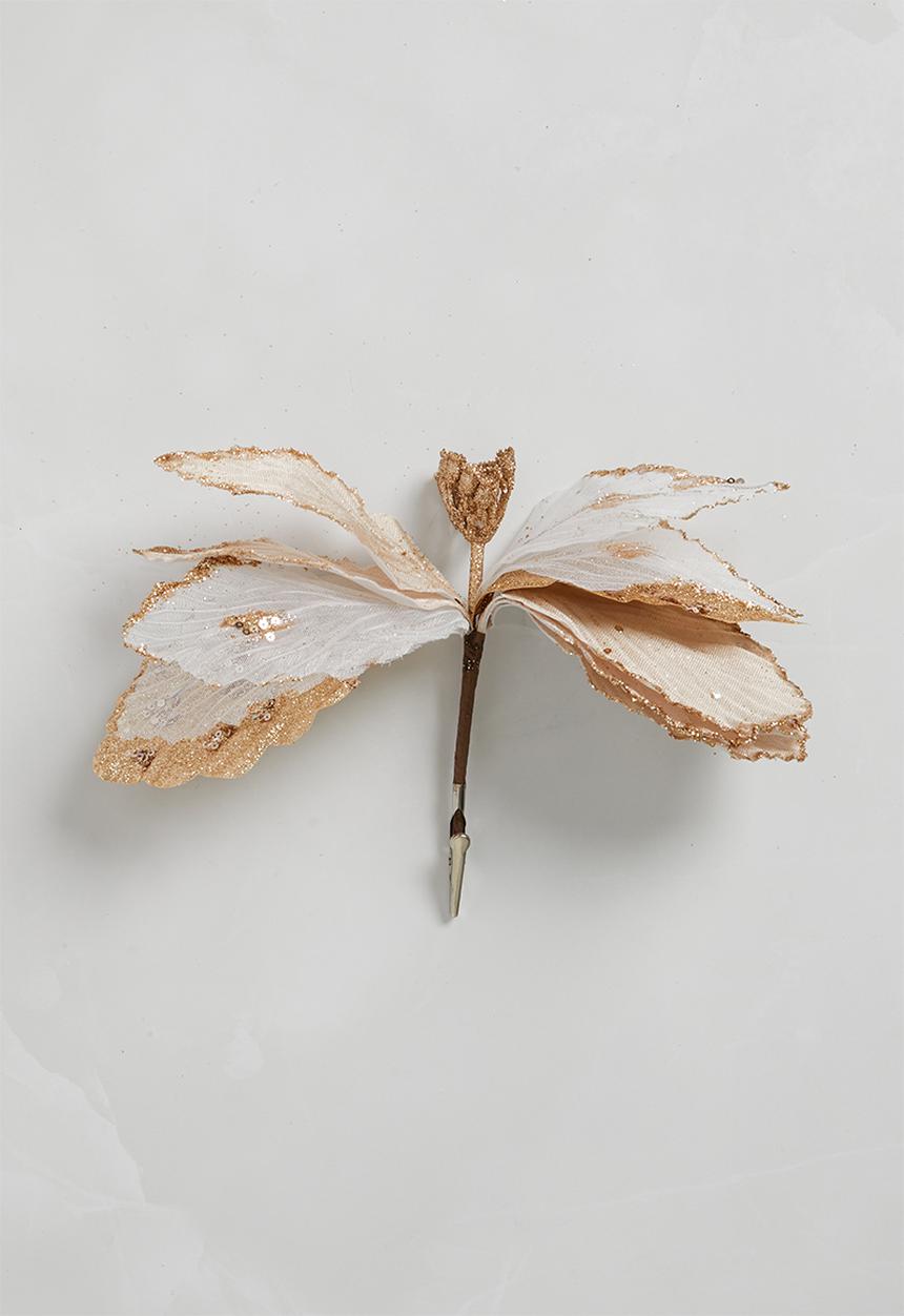 H&S - Velvet flower clip - white