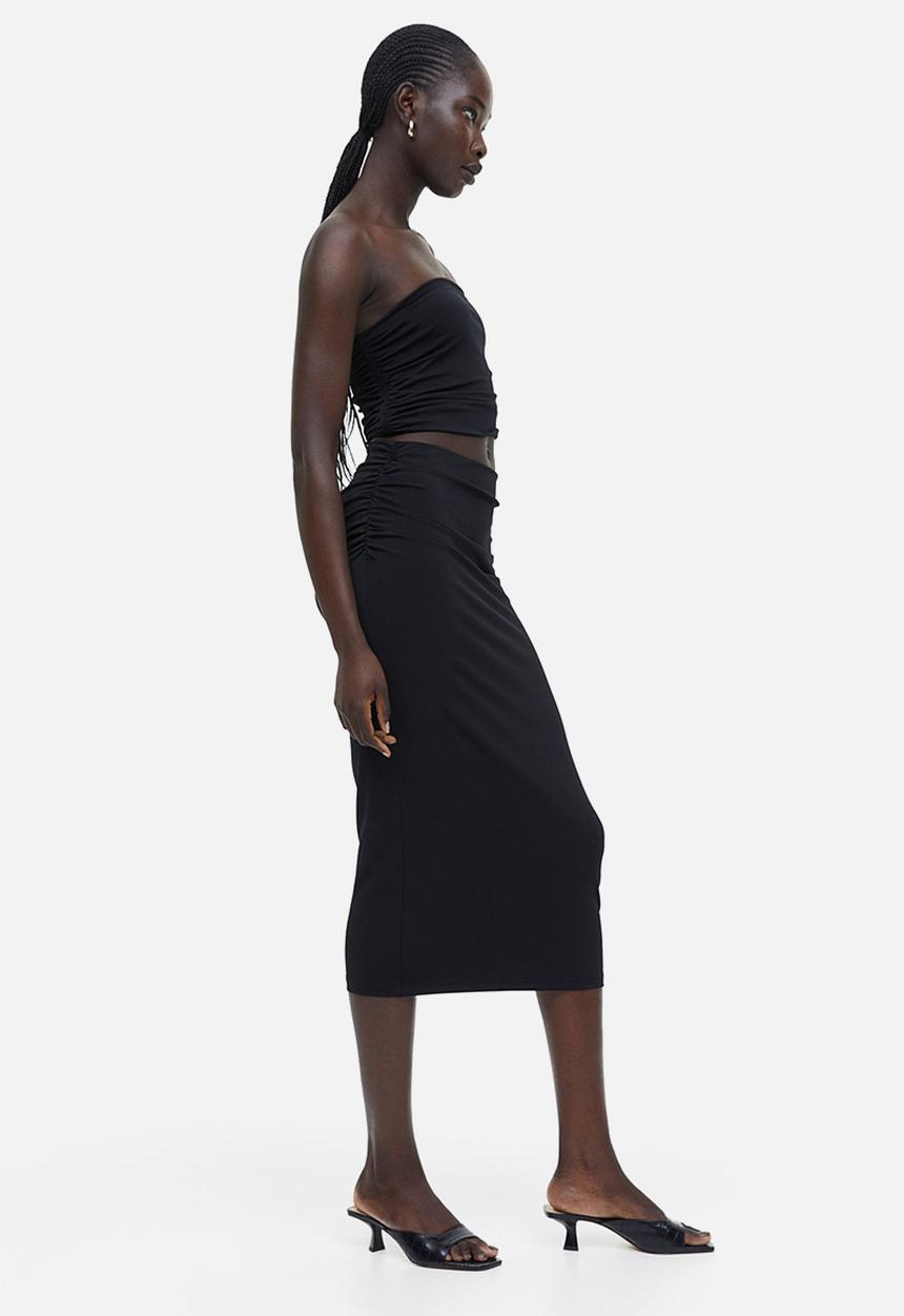 H&M - Draped pencil skirt - black