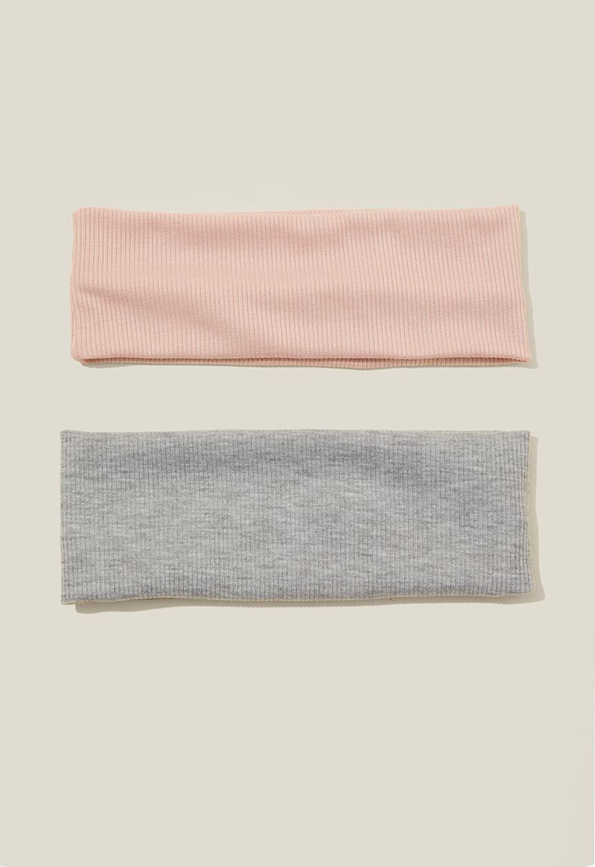Rubi - 2 Pack soft headband - grey marble & pink